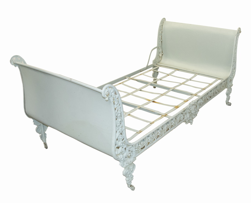 Appraisal: CAST IRON FRENCH VICTORIAN VERANDA SLEIGH END DAYBED Probably Continental