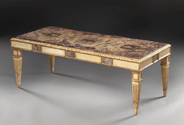 Appraisal: A Neoclassical style parcel gilt and paint decorated blue john