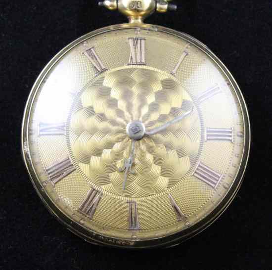 Appraisal: A George IV ct gold keywind verge pocket watch with