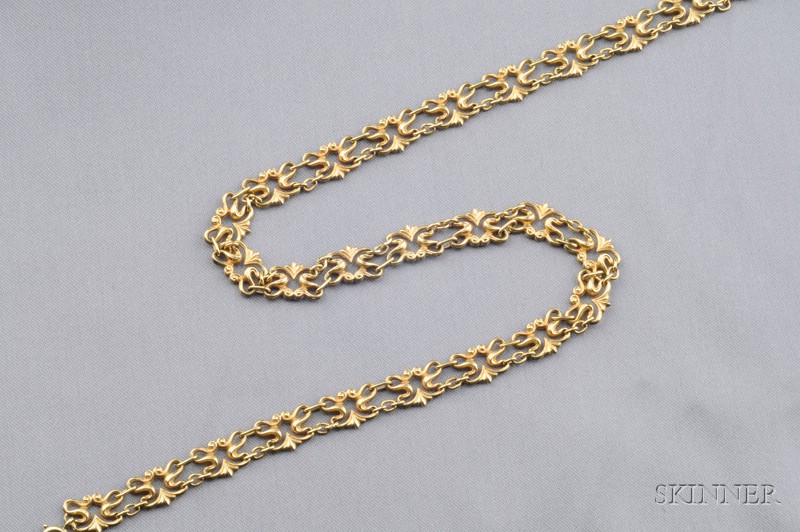 Appraisal: Art Nouveau kt Gold Necklace composed of foliate links dwt