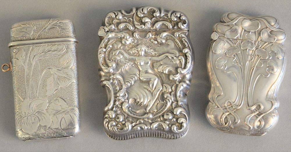 Appraisal: Three silver match boxes to include Tiffany sterling silver match