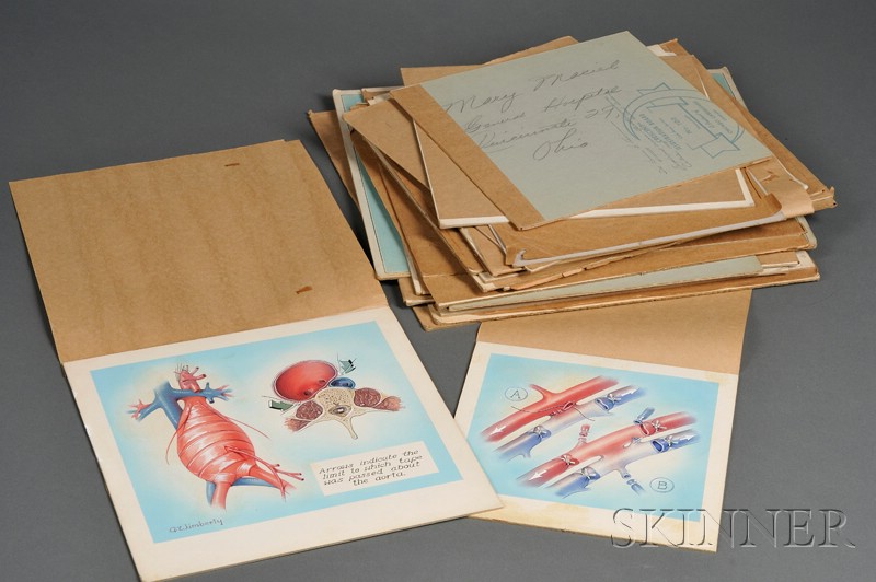 Appraisal: Collection of Approximately Twenty Vascular Surgery Related Illustrations c hand-colored