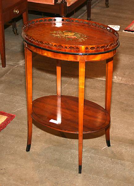 Appraisal: An Edwardian paint decorated parcel ebonized side table first quarter