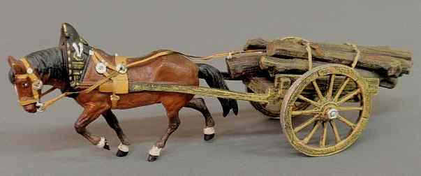 Appraisal: Cold painted bronze of a draft horse and wagon of