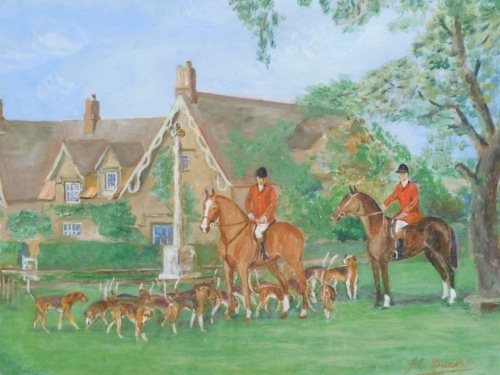 Appraisal: J E Duckett thC Belvoir Hunt at Knipton Leicestershire acrylic