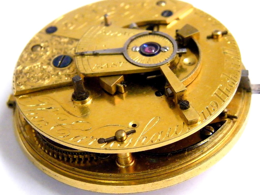 Appraisal: th century fusee duplex pocket watch movement the dial and