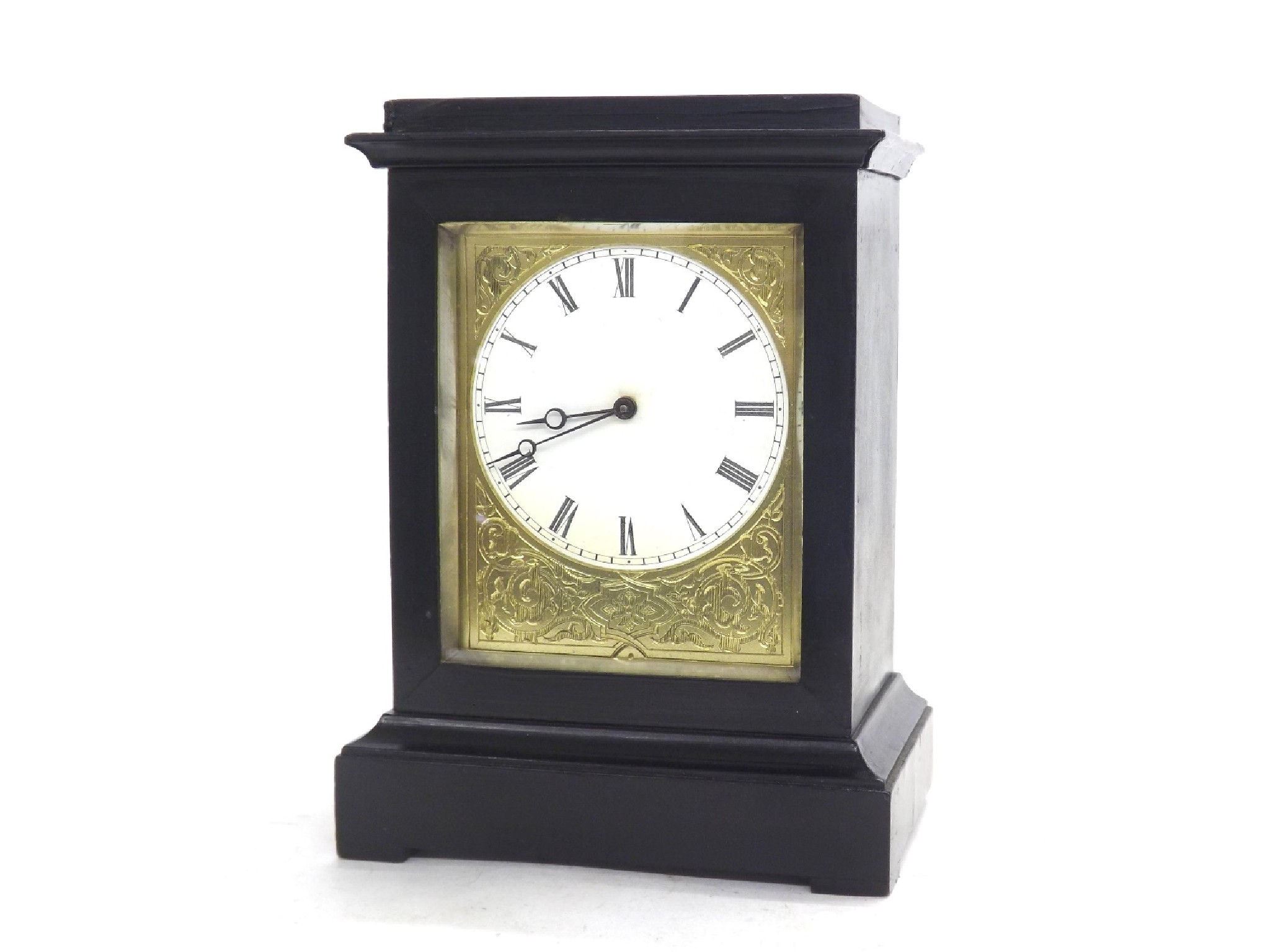 Appraisal: Small French ebonised V A P mantel clock the white