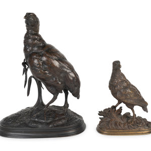 Appraisal: Ferdinand Pautrot French - Partridges two bronzes each stamped F