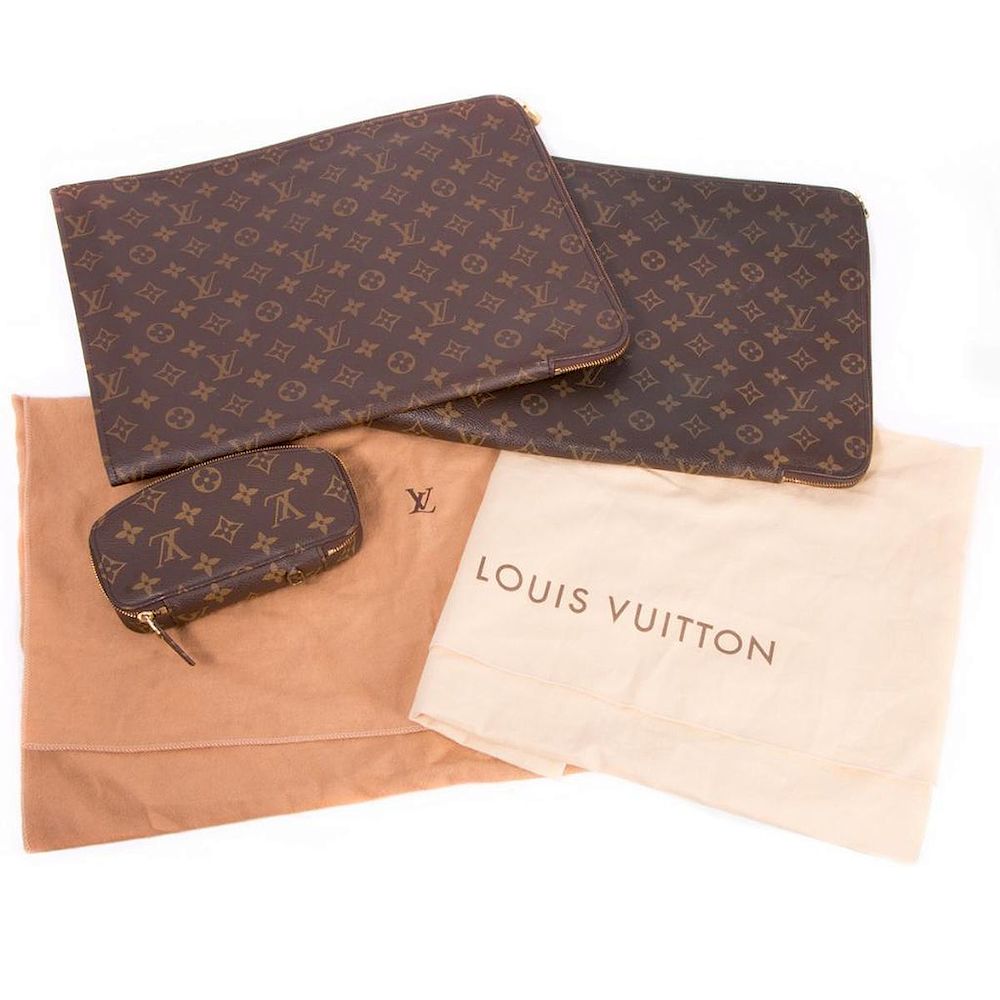 Appraisal: Louis Vuitton Monogram Accessories Two portfolio luggage inserts with Louis