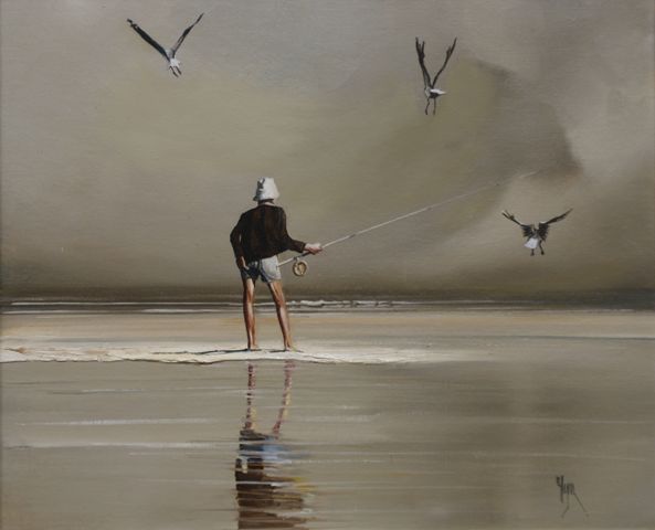 Appraisal: David Hagan born Now Just Where-Where-Where oil on canvas on