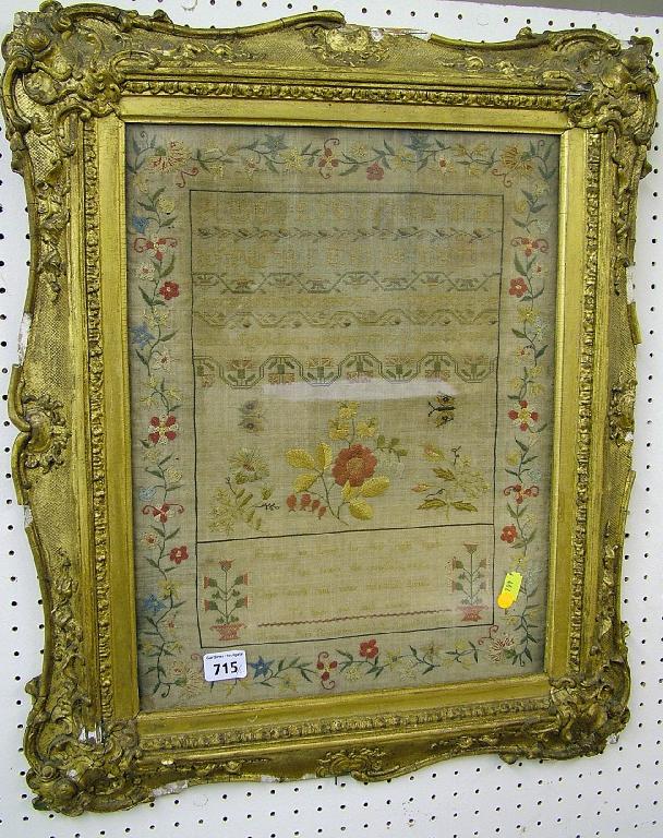 Appraisal: Early th century sampler by Frances Ann Brerston aged years