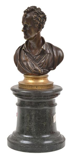 Appraisal: TH CENTURY CLASSICAL STYLE BRONZE BUST MOUNTED ON MARBLE PLINTH