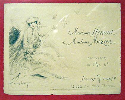 Appraisal: piece Etched Invitation Icart Louis Madame Henaut et Madame Mezier