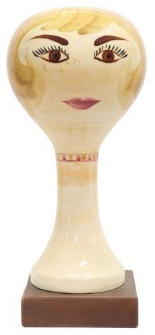 Appraisal: American hand-painted ceramic wig hat stand Stangl Pottery Company mid