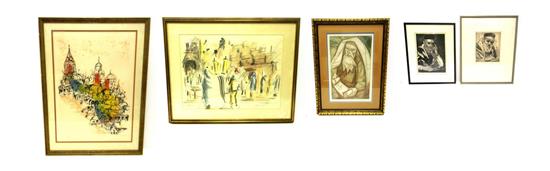 Appraisal: Five etchings many relating to Jewish subjects two etchings by