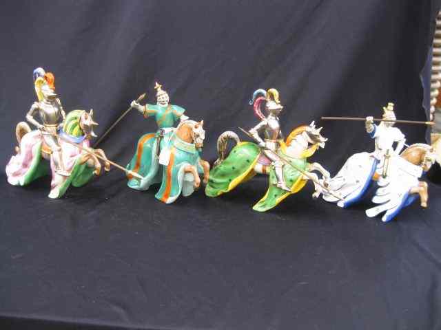 Appraisal: Italian Pottery Figurines of Knightson horseback signed each approx ''