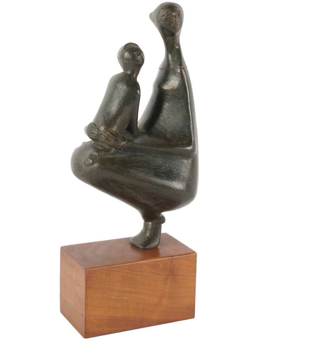 Appraisal: KEN GLENN TH CENTURY FIGURAL GROUPunsigned patinated bronze mounted on