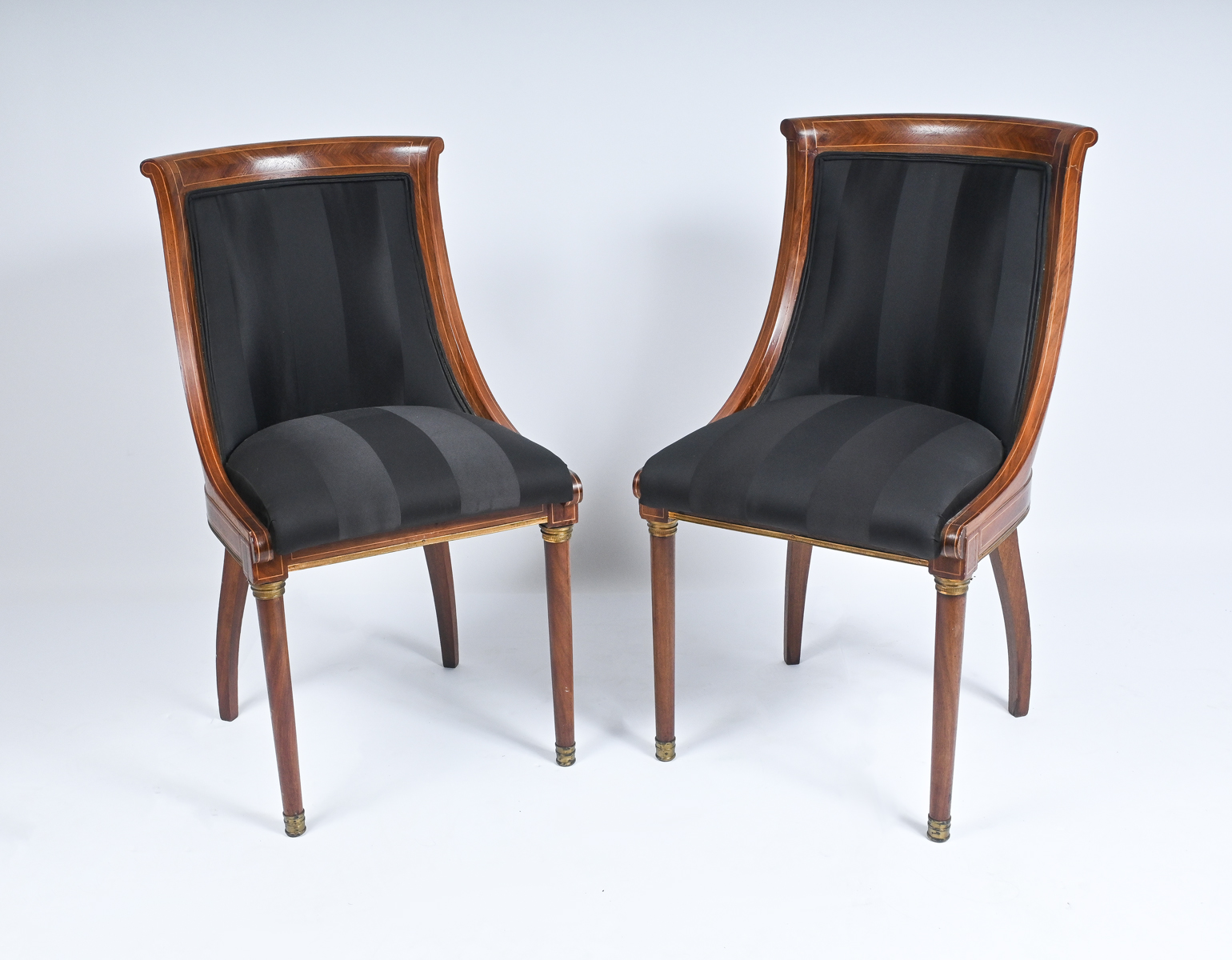 Appraisal: PAIR OF INLAID FRENCH DIRECTOIRE PERIOD CHAIRS Pair of Upholstered