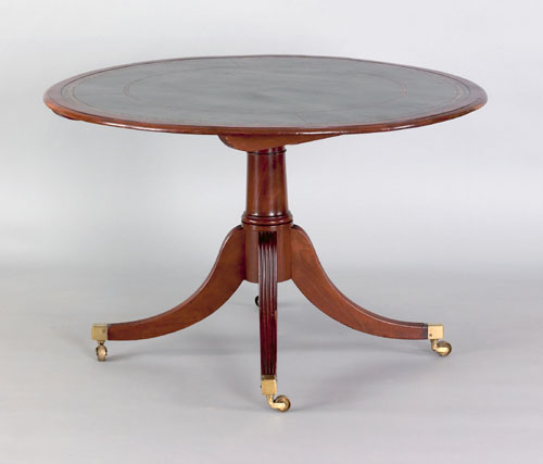 Appraisal: Regency mahogany breakfast table ca the circular leather inset top