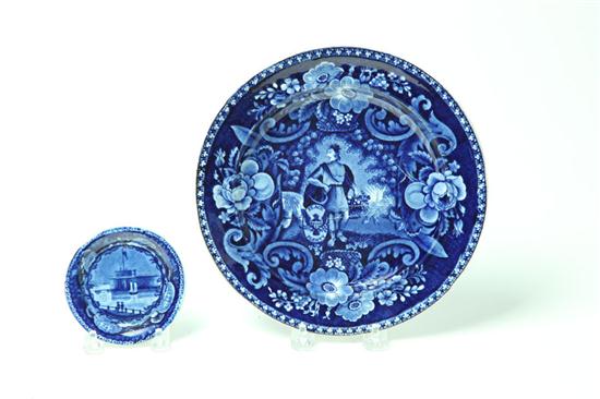 Appraisal: HISTORICAL BLUE STAFFORDSHIRE CUP PLATE AND PLATE England ca s