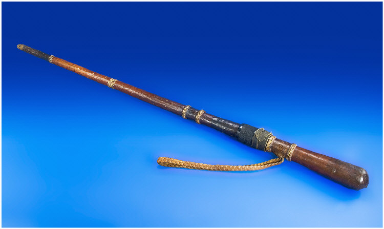 Appraisal: African Sword Stick With Leather Bound Scabbard And Handle Finely