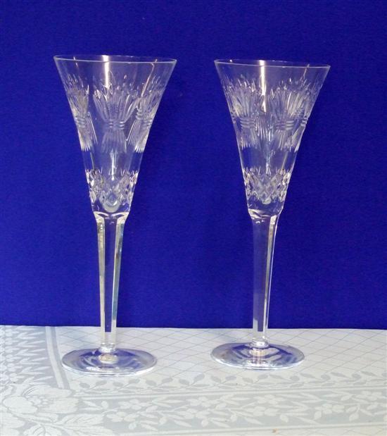 Appraisal: Nine Waterford crystal champagne flutes comprising three pairs and three