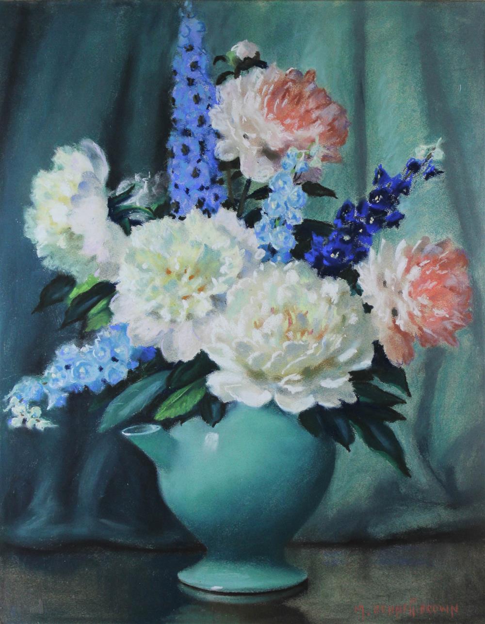 Appraisal: MAE BENNETT BROWN AMERICAN - PEONY AND FOXGLOVES Pastel x