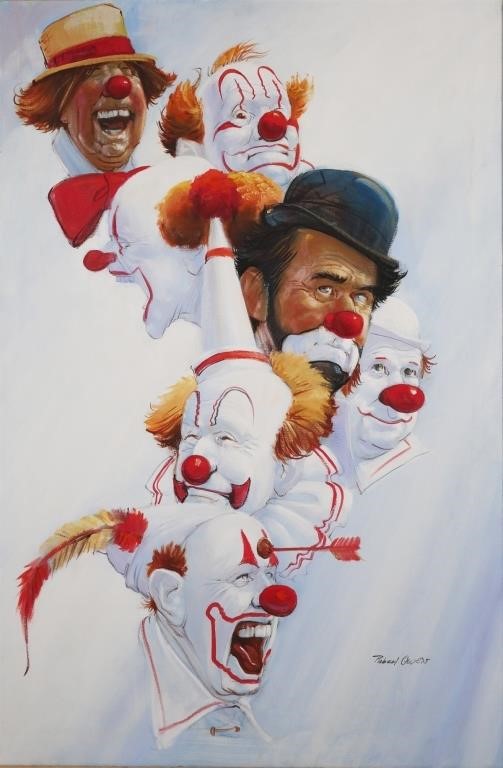 Appraisal: Large original oil on canvas painting of the Seven Faces