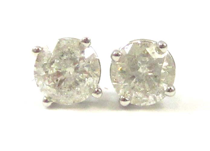 Appraisal: PAIR OF DIAMOND EAR STUDS each k gold featuring a