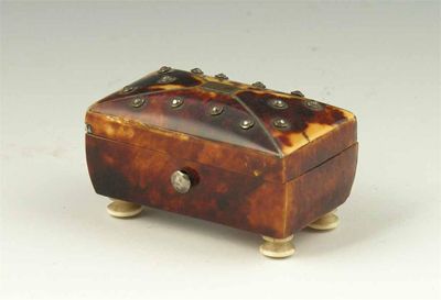 Appraisal: A late th century miniature tortoiseshell box with a hinged