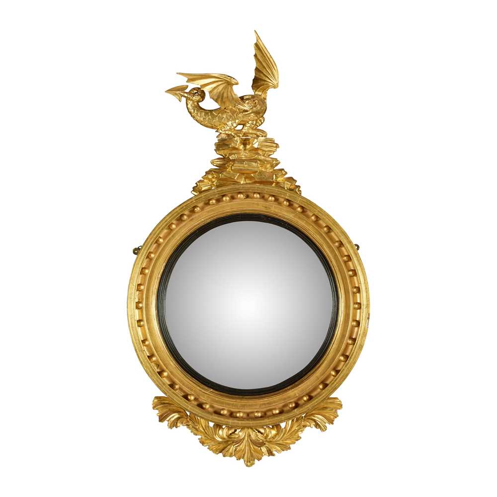 Appraisal: REGENCY GILTWOOD CONVEX MIRROR EARLY TH CENTURY the convex mirror