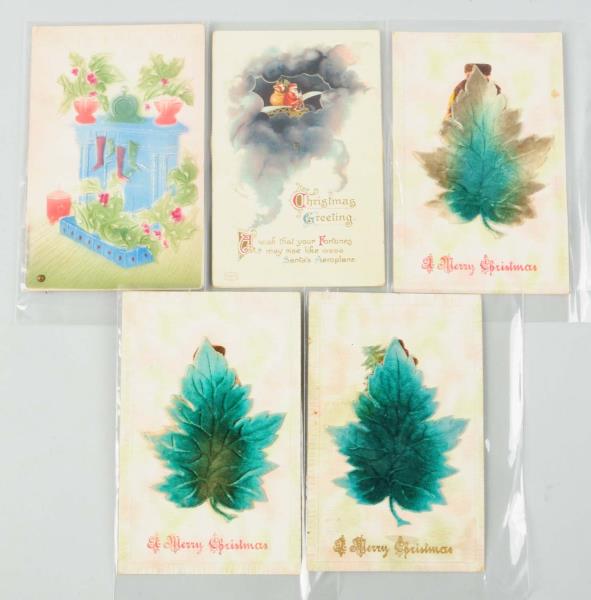 Appraisal: Lot of Mechanical Santa Postcards Three have fold-down leaves one