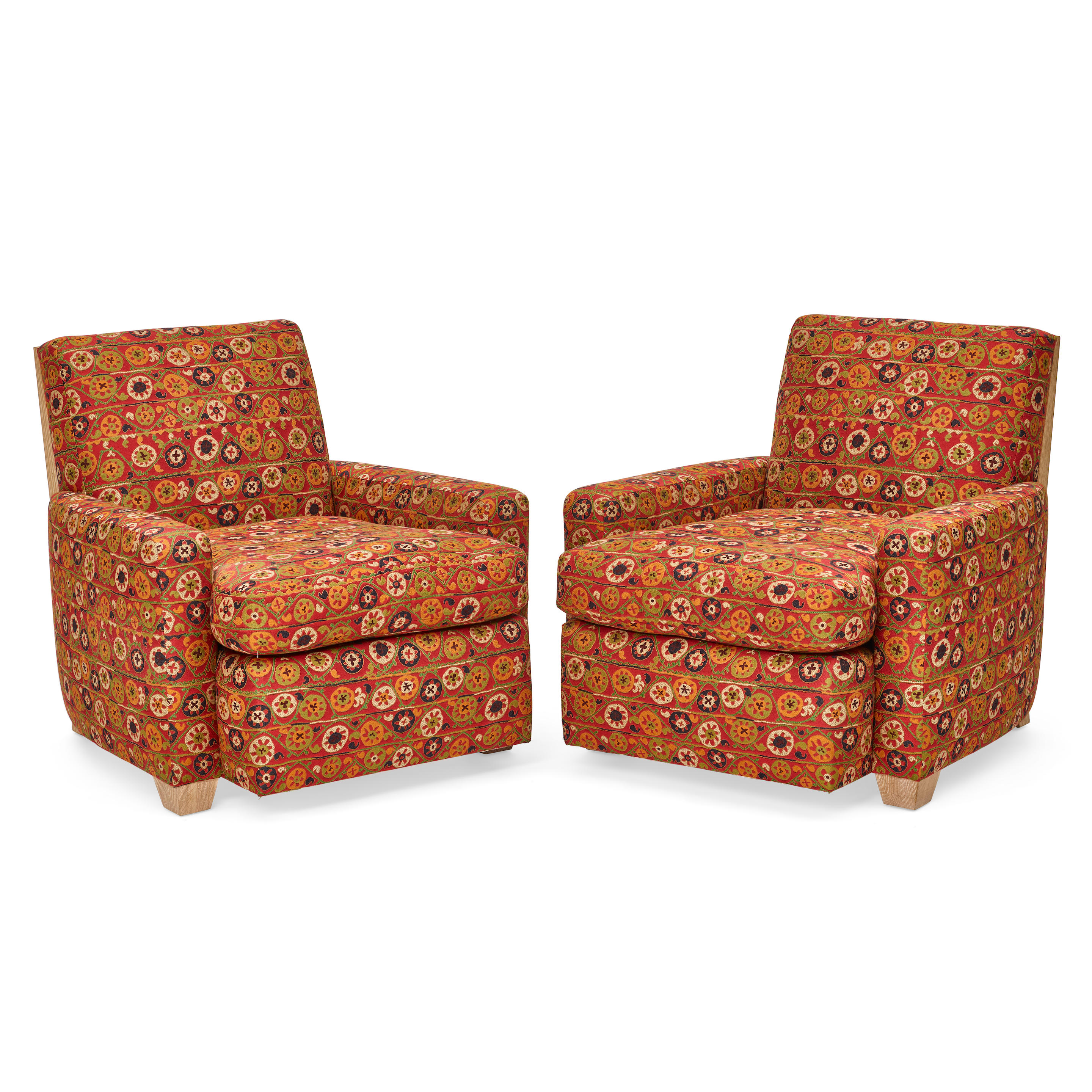 Appraisal: A PAIR OF CUSTOM ROMAN THOMAS ARMCHAIRS ST CENTURY st