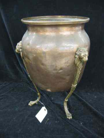 Appraisal: Copper Jardiniere tri-footed with lion paw decor ''