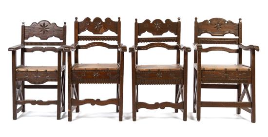 Appraisal: Sale Lot An Assembled Set of Four Italian Armchairs th