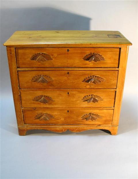 Appraisal: VICTORIAN PINE FOUR DRAWER CHEST The rouneded rectangular top over