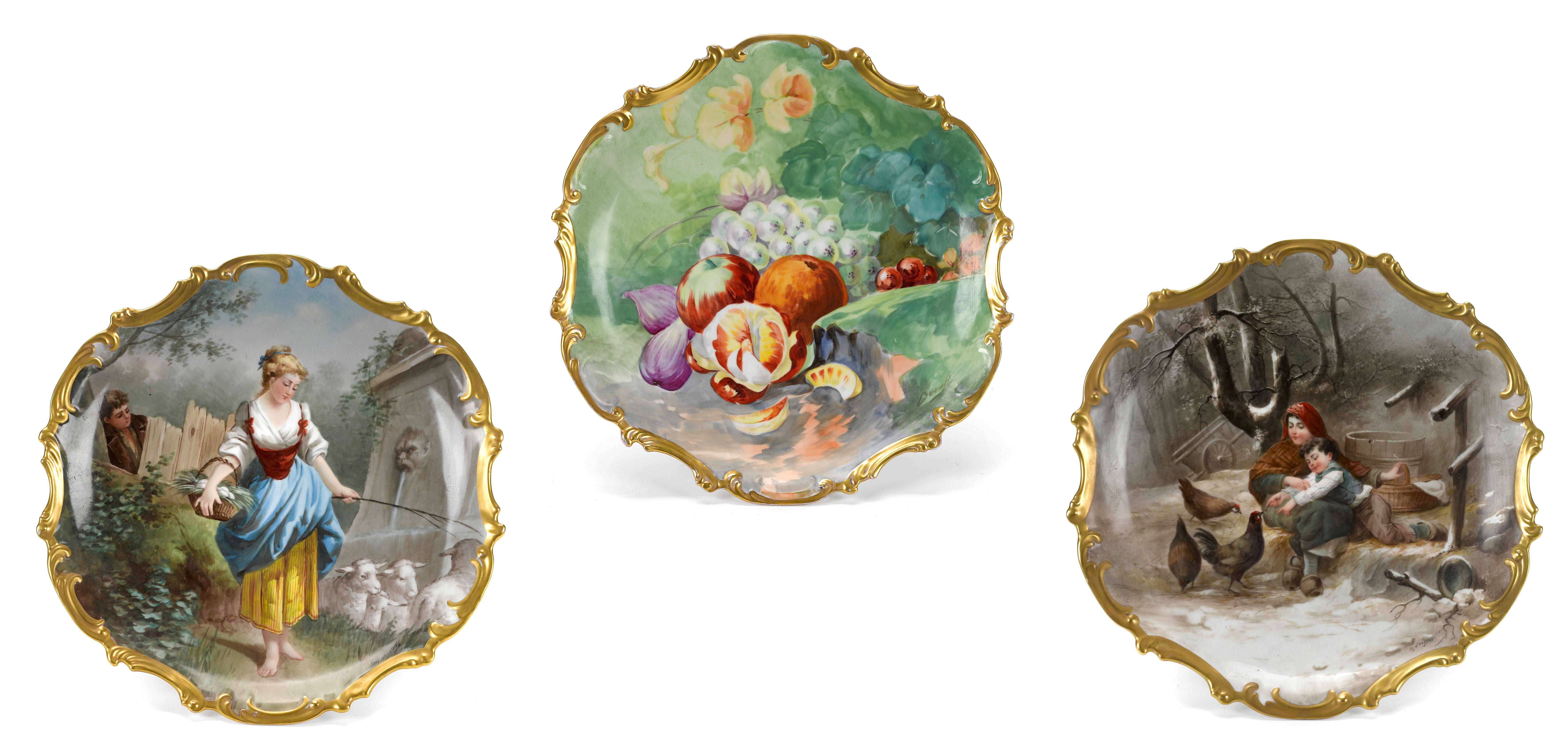 Appraisal: Property of various owners A group of three Limoges porcelain