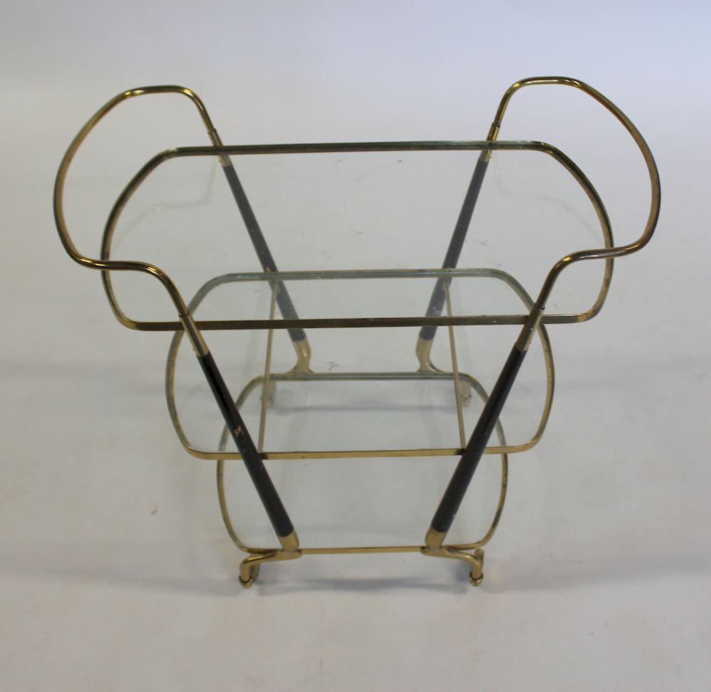 Appraisal: MIDCENTURY Gio Ponti Style Gilt Metal T Cart Nice lines