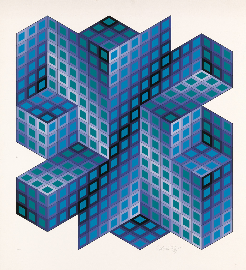 Appraisal: VICTOR VASARELY Two color screenprints Sinvilag x mm x inches