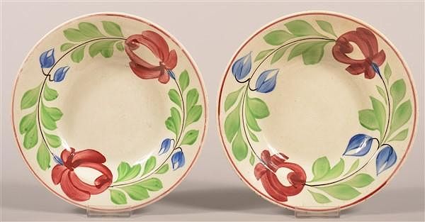 Appraisal: Late Adams Rose Ironstone China Soup Plates Two Late Adams