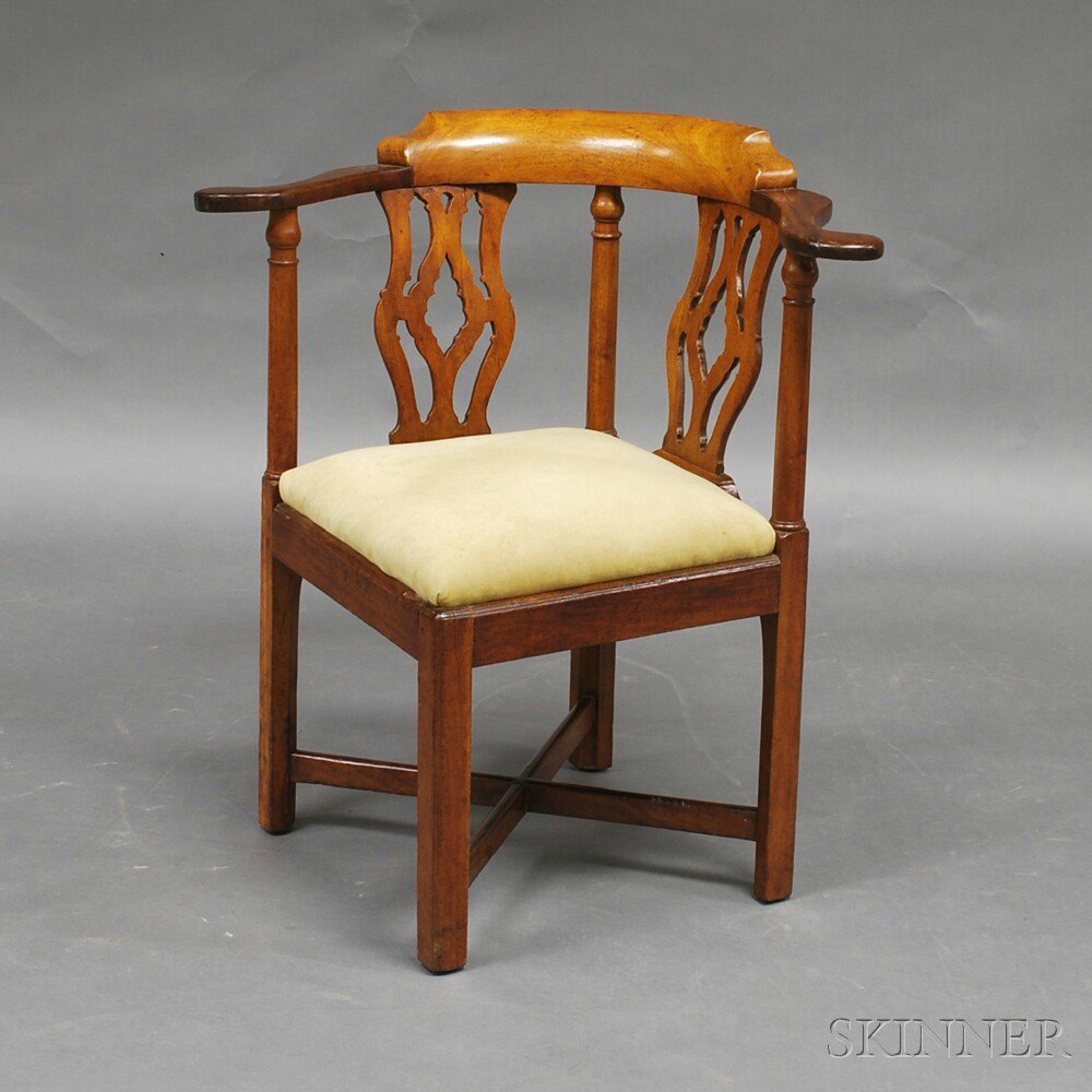 Appraisal: Chippendale Mahogany Roundabout Chair probably New England late th century