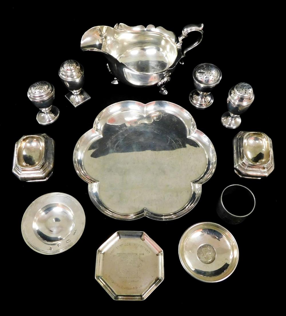 Appraisal: STERLING Twelve pieces of English hallmarked sterling silver including sauce