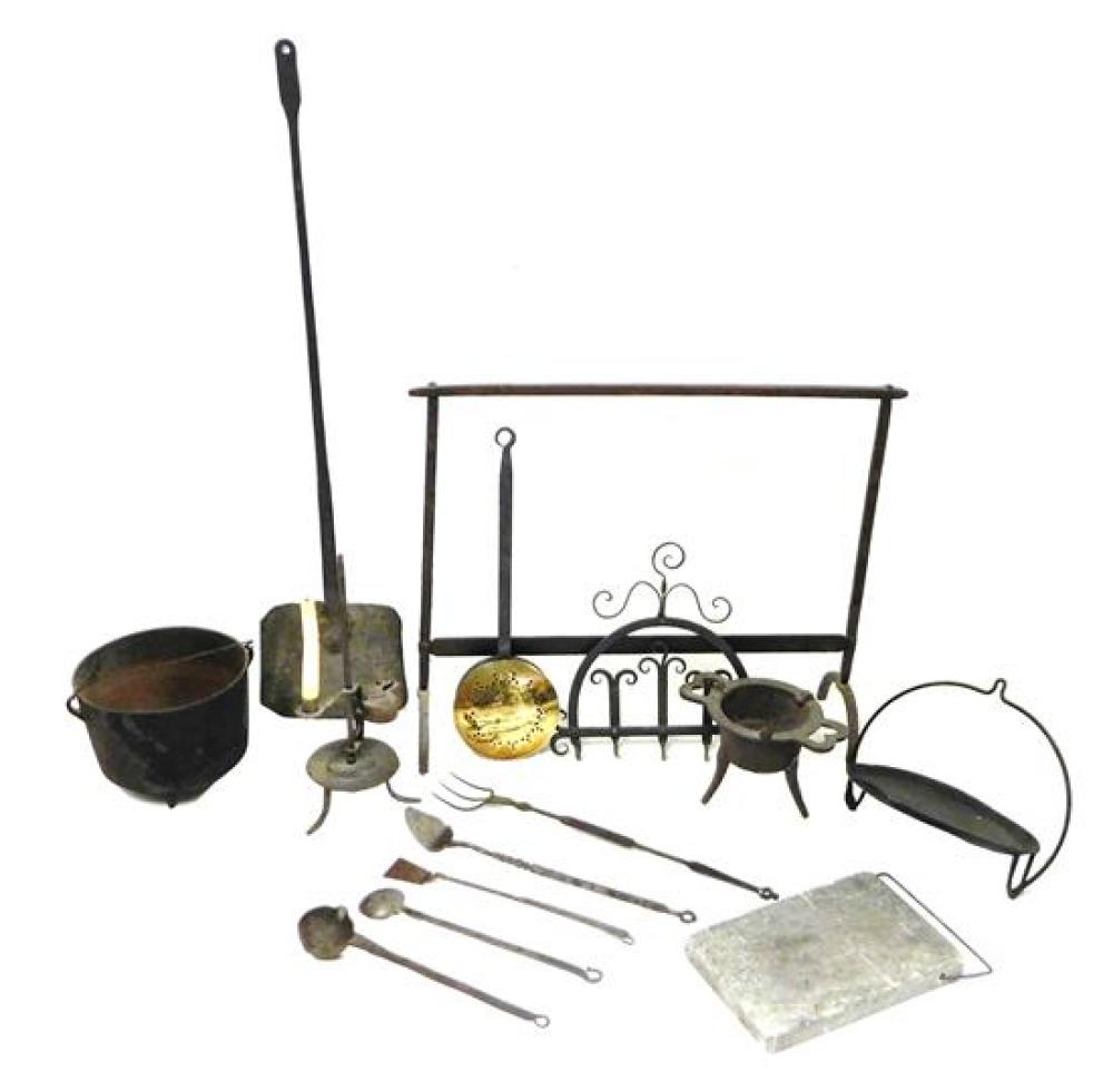 Appraisal: Metalware pieces of fireplace and cooking accessories including peel peg