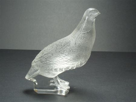 Appraisal: A Lalique clear and frosted glass model of a grouse