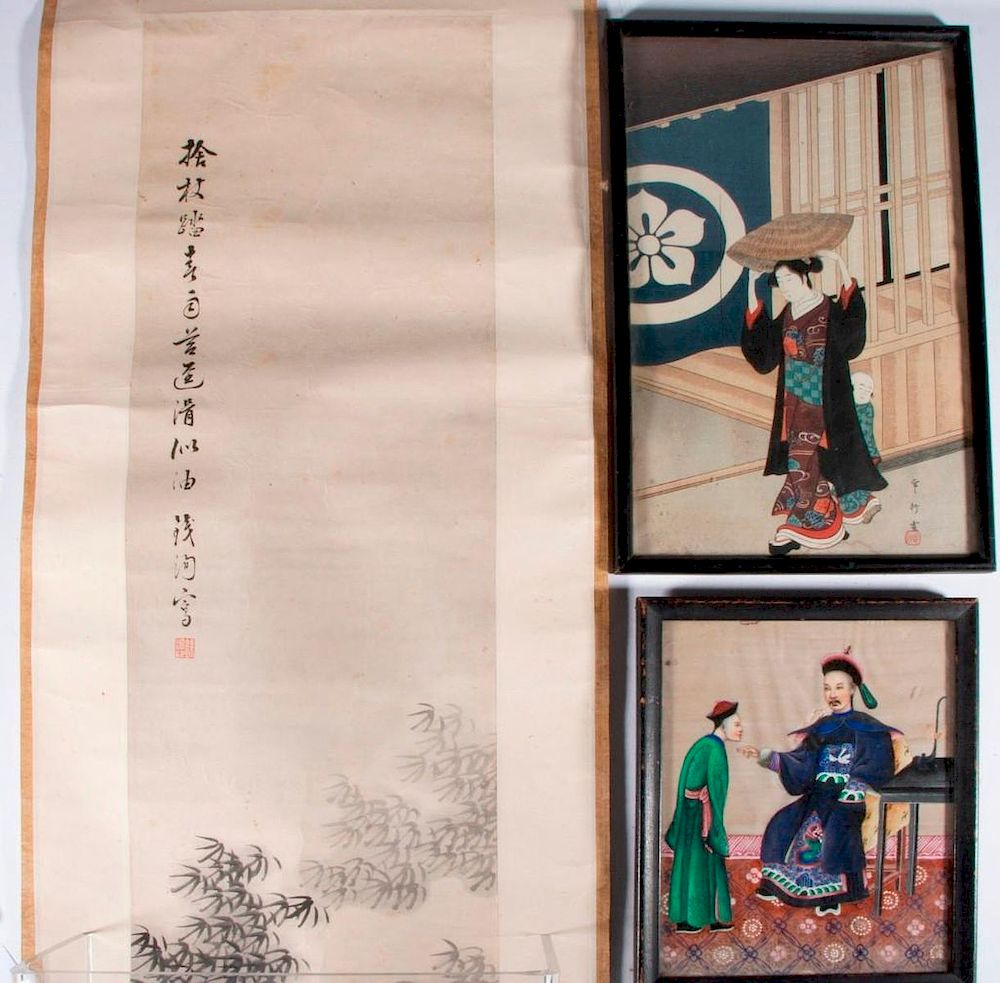 Appraisal: Four Chinese and Japanese works of art A Chinese painting