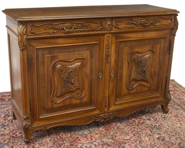 Appraisal: French Louis XV style walnut sideboard th c rounded rectangular