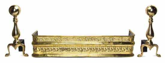 Appraisal: A Brass Fire Fender having allover pierced decoration together with