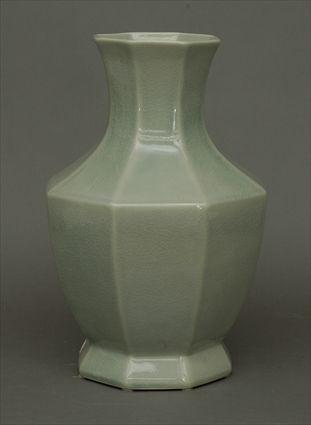 Appraisal: Large Chinese Celadon Crackle Glaze Octagonal Baluster-Form Vase in x