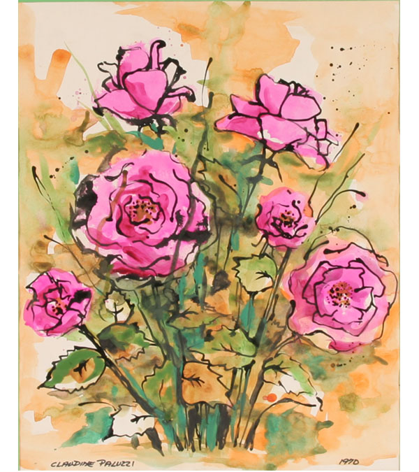 Appraisal: Claudine Paluzzi American b Still Life with Roses watercolor on