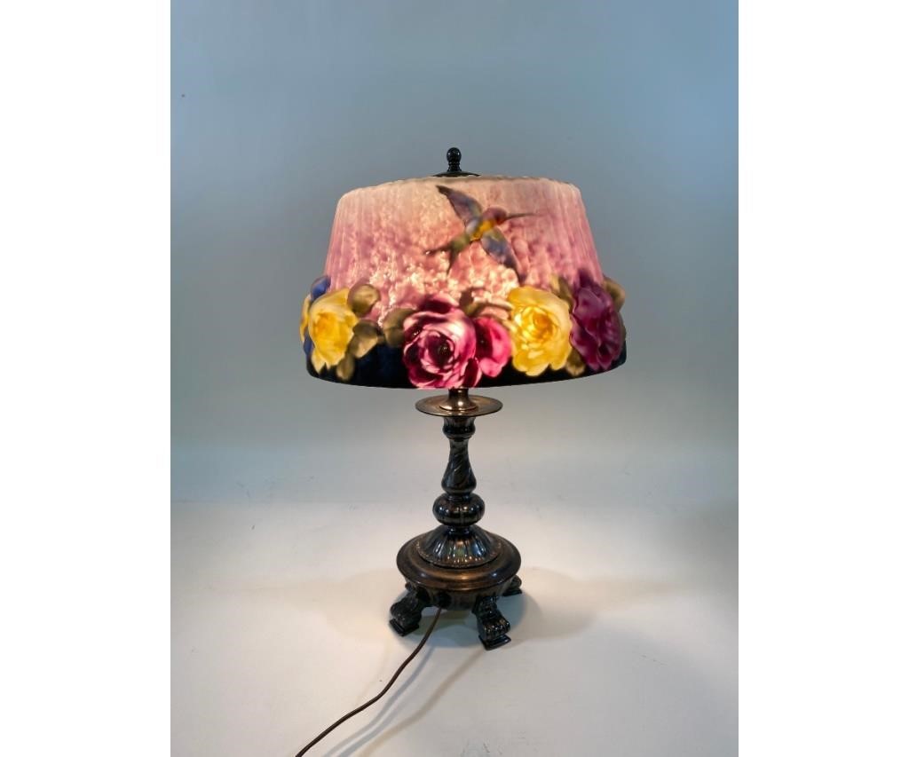 Appraisal: Pairpoint Puffy table lamp the signed glass shade paint-decorated with